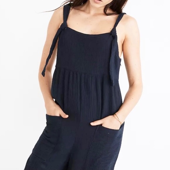 SOLD-Madewell Jumpsuit Slouchy Navy Blue Overalls - Picture 3 of 13